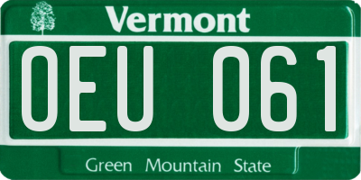 VT license plate OEU061
