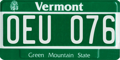 VT license plate OEU076