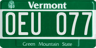 VT license plate OEU077