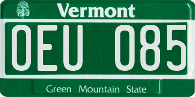 VT license plate OEU085