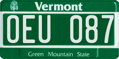 VT license plate OEU087
