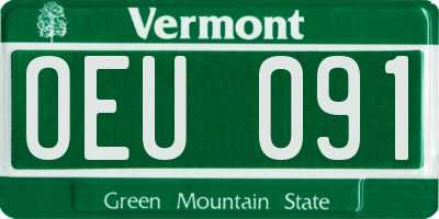 VT license plate OEU091