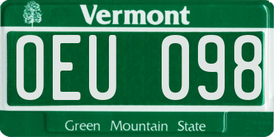 VT license plate OEU098