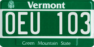 VT license plate OEU103