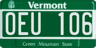 VT license plate OEU106