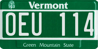 VT license plate OEU114