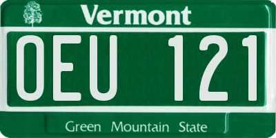 VT license plate OEU121