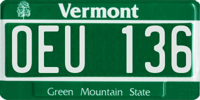 VT license plate OEU136