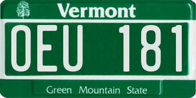 VT license plate OEU181