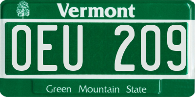 VT license plate OEU209