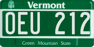 VT license plate OEU212
