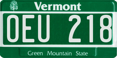 VT license plate OEU218