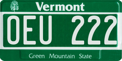 VT license plate OEU222