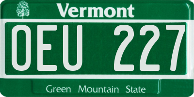 VT license plate OEU227