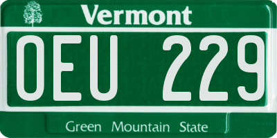 VT license plate OEU229