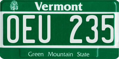 VT license plate OEU235