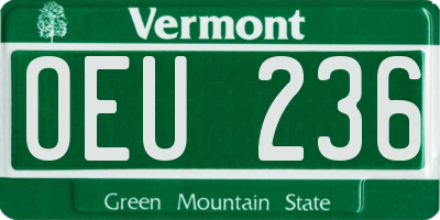 VT license plate OEU236