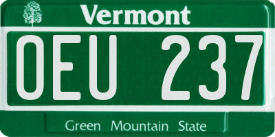 VT license plate OEU237