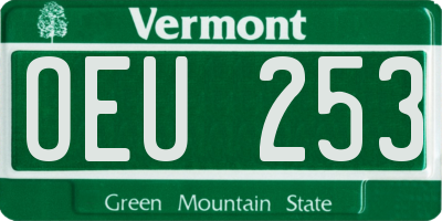 VT license plate OEU253