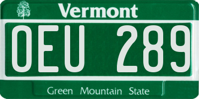 VT license plate OEU289