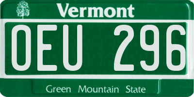 VT license plate OEU296