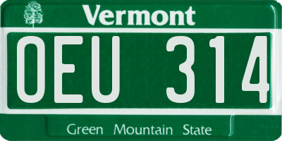 VT license plate OEU314