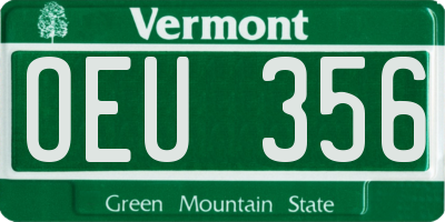 VT license plate OEU356
