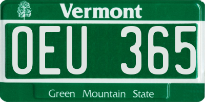 VT license plate OEU365