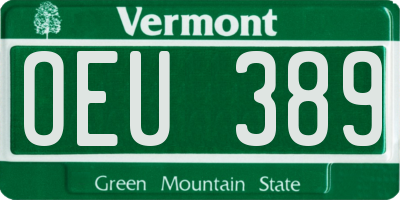 VT license plate OEU389
