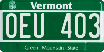 VT license plate OEU403