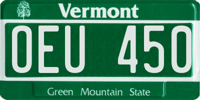 VT license plate OEU450