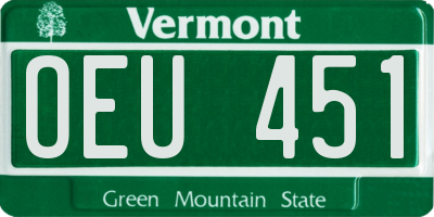 VT license plate OEU451
