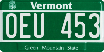 VT license plate OEU453