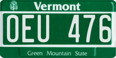 VT license plate OEU476