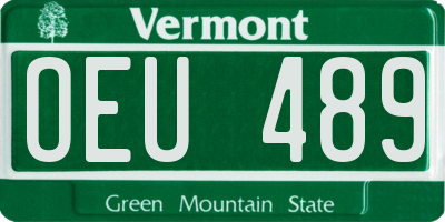 VT license plate OEU489