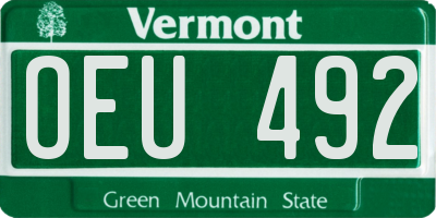 VT license plate OEU492