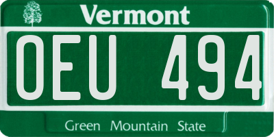 VT license plate OEU494