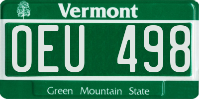 VT license plate OEU498
