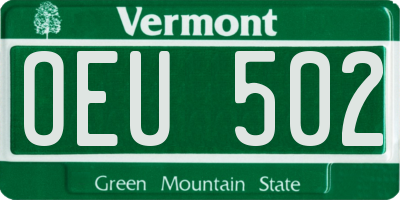 VT license plate OEU502