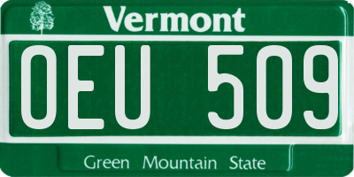 VT license plate OEU509