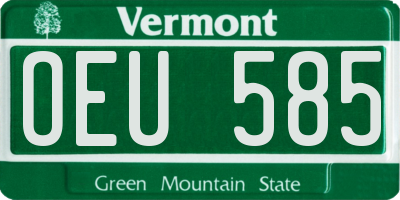VT license plate OEU585