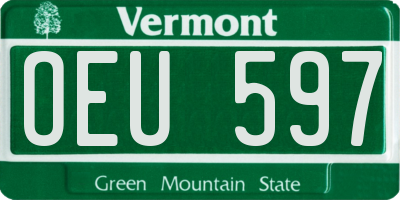 VT license plate OEU597