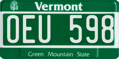VT license plate OEU598