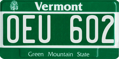 VT license plate OEU602