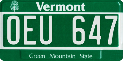 VT license plate OEU647
