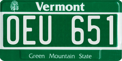 VT license plate OEU651