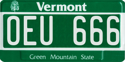 VT license plate OEU666