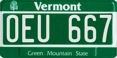 VT license plate OEU667