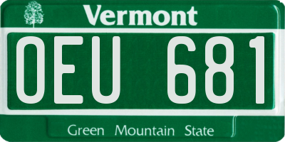 VT license plate OEU681