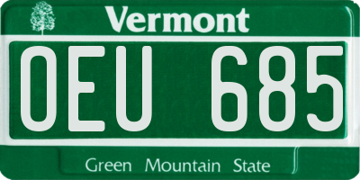 VT license plate OEU685